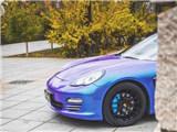 Porsche 保时捷 帕拉梅拉 改色贴膜 3M星光紫蓝,欧卡改装网,汽车改装
