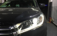 19款丰田汉兰达车灯改装LED双光透镜案例,欧卡改装网,汽车改装