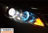 【广州海澜车灯】-起亚智跑升级精刚海拉5双光透镜+恶魔眼,欧卡改装网,汽车改装