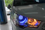 雪铁龙C4l升级海拉五双光透镜+蓝色LED恶魔眼,欧卡改装网,汽车改装
