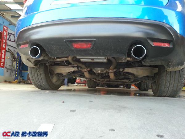欧卡改装网,改装案例,英菲尼迪FX35全车改色激光蓝贴膜 台湾RES中尾段排气